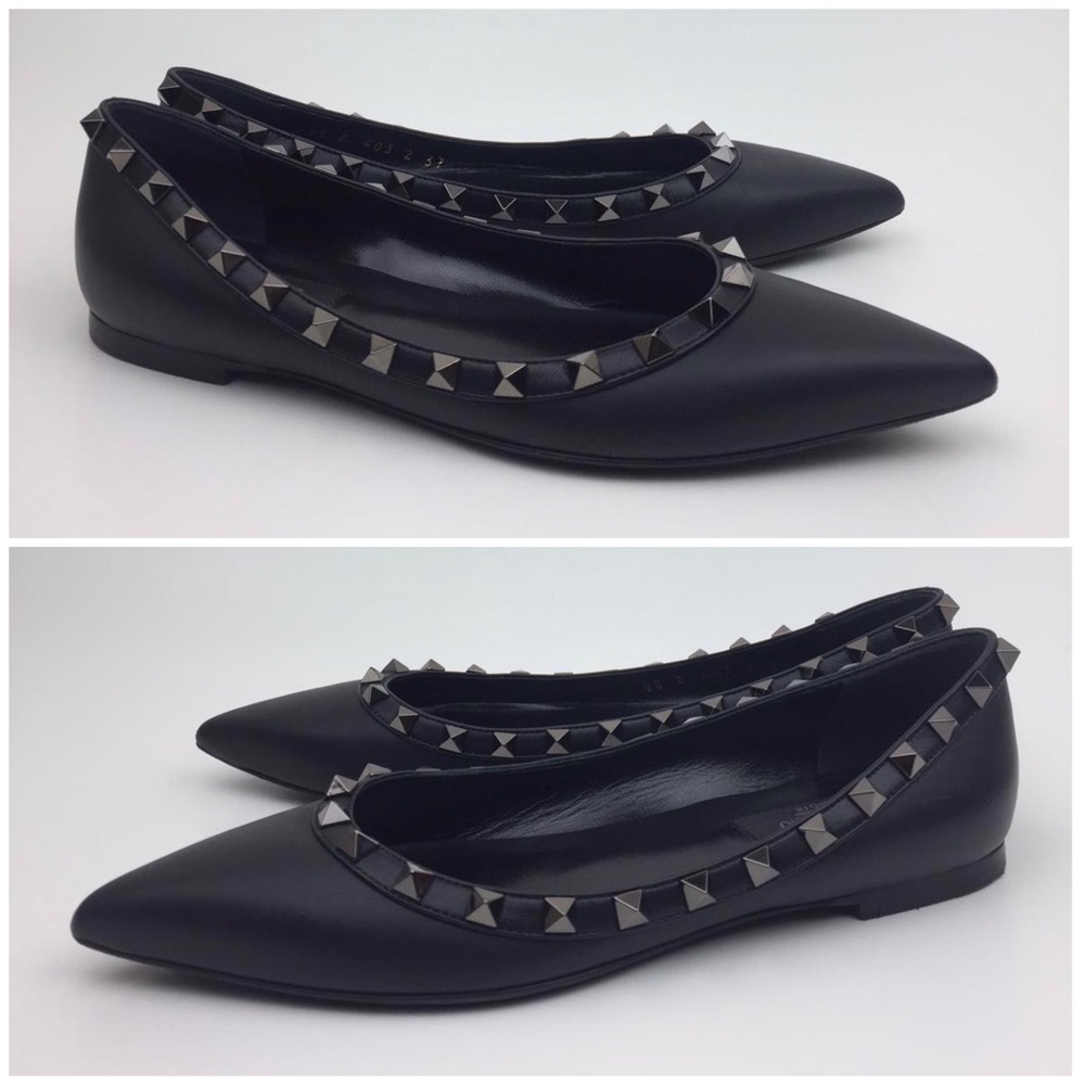 Valentino Black Rockstud Flats - Picture 7 of 8